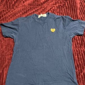 Comme Des Garçons Navy blue/gold heart tee
